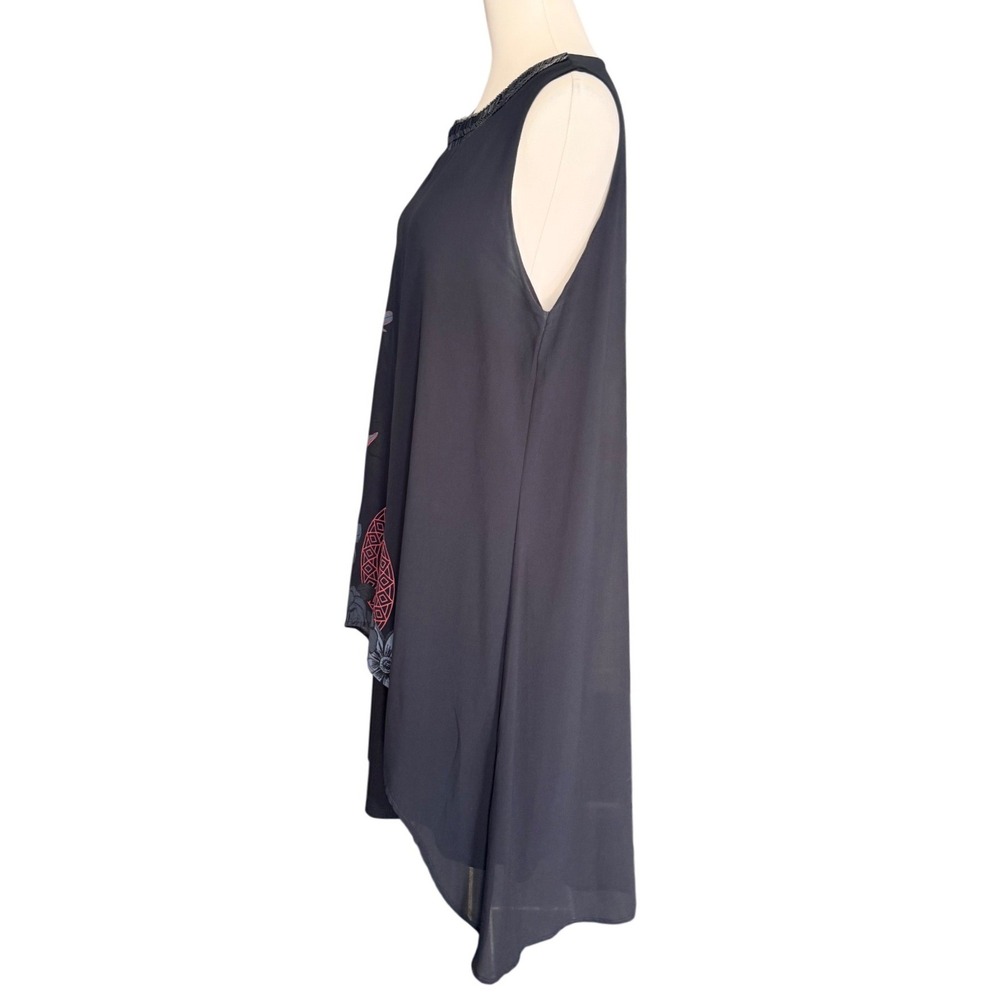 Desigual Black Beaded Neckline Mandala Floral Tunic Dress 19WVW92 Size 46 XL - Picture 5 of 12